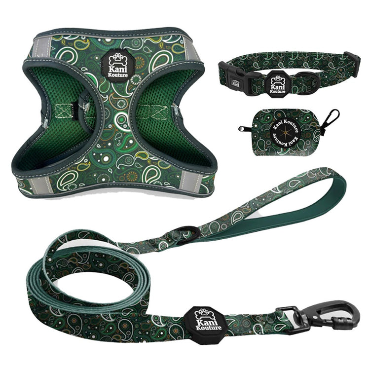 Green Paisley Step In Harness Bundle