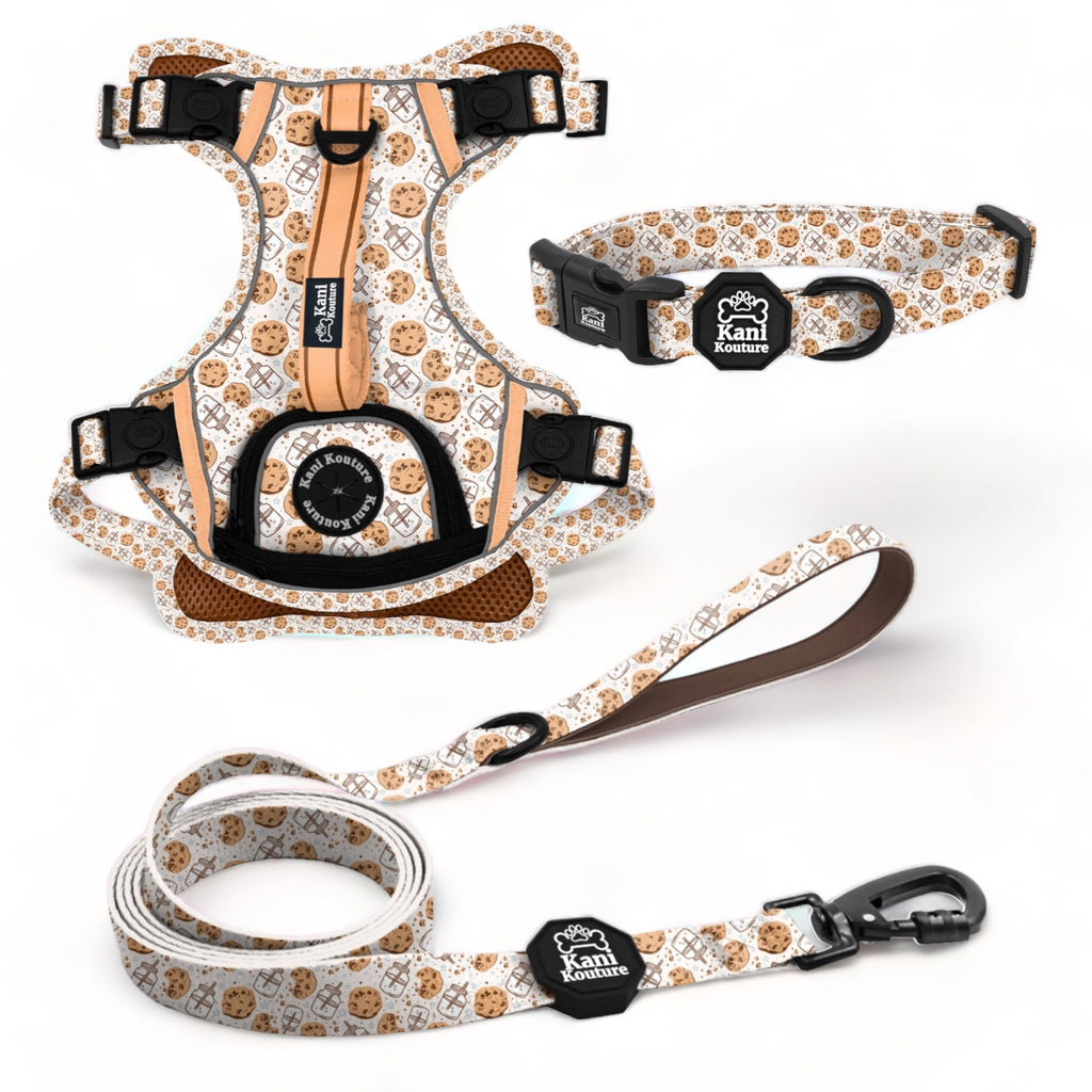 Milk & Cookies Essential Adventure Set: Adventure Dog Harness, Adventure Collar, and Leash Accessories